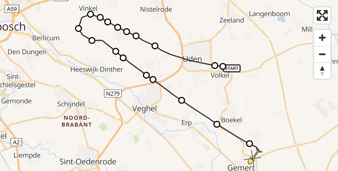 Routekaart van de vlucht: Lifeliner 3 naar Handel