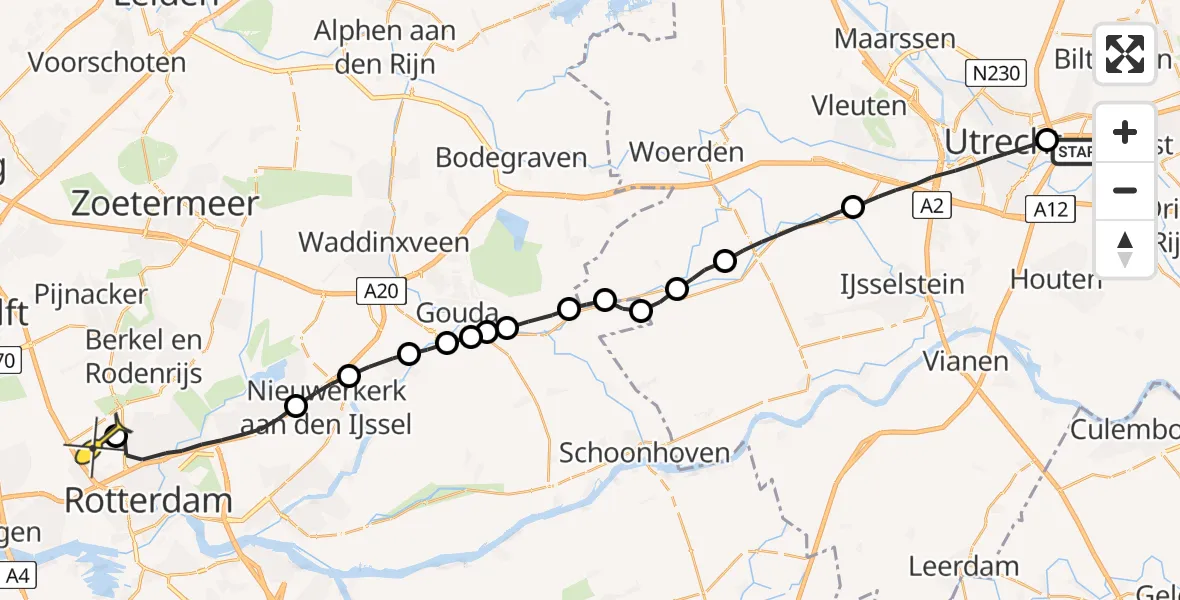 Routekaart van de vlucht: Lifeliner 2 naar Rotterdam The Hague Airport