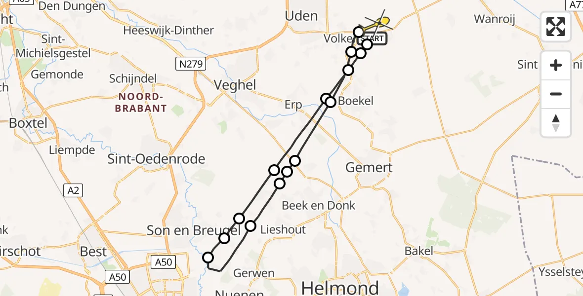 Routekaart van de vlucht: Lifeliner 3 naar Vliegbasis Volkel