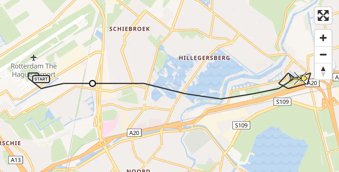 Routekaart van de vlucht: Lifeliner 2 naar Rotterdam