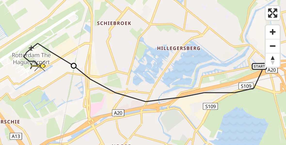 Routekaart van de vlucht: Lifeliner 2 naar Rotterdam The Hague Airport