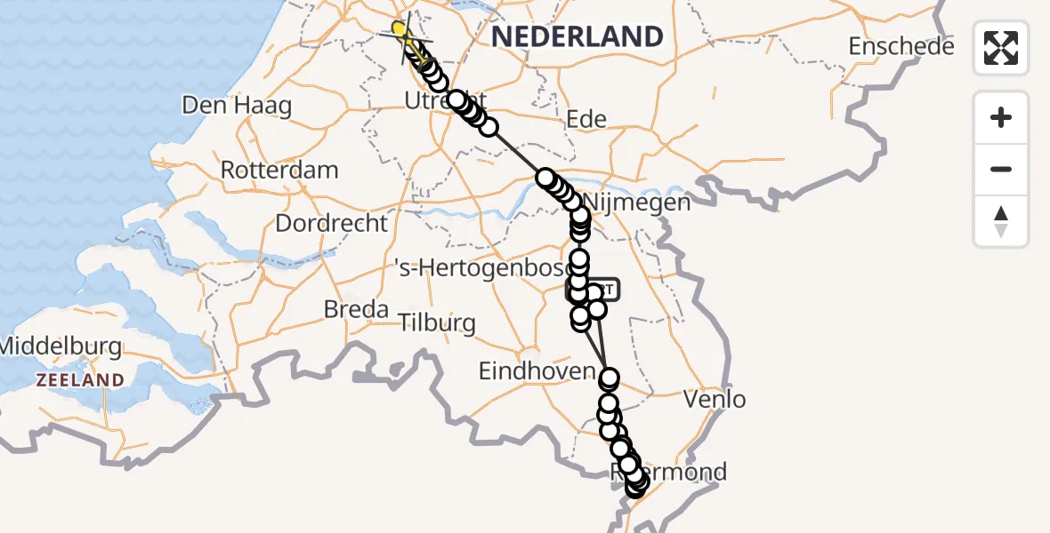 Routekaart van de vlucht: Politiehelikopter naar Loenersloot