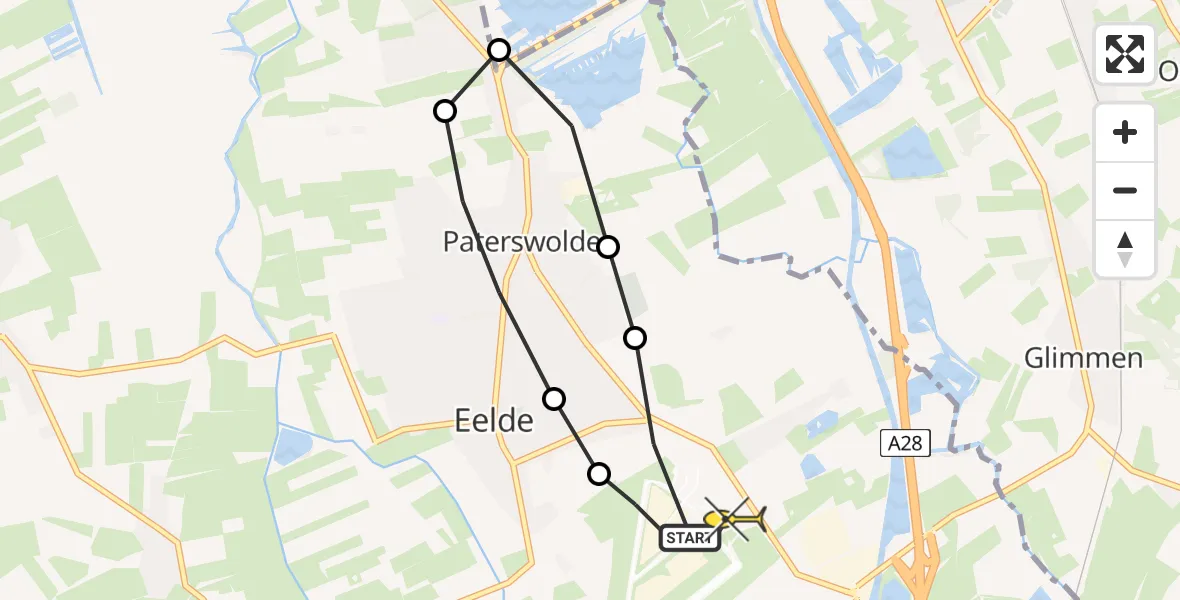 Routekaart van de vlucht: Lifeliner 4 naar Groningen Airport Eelde