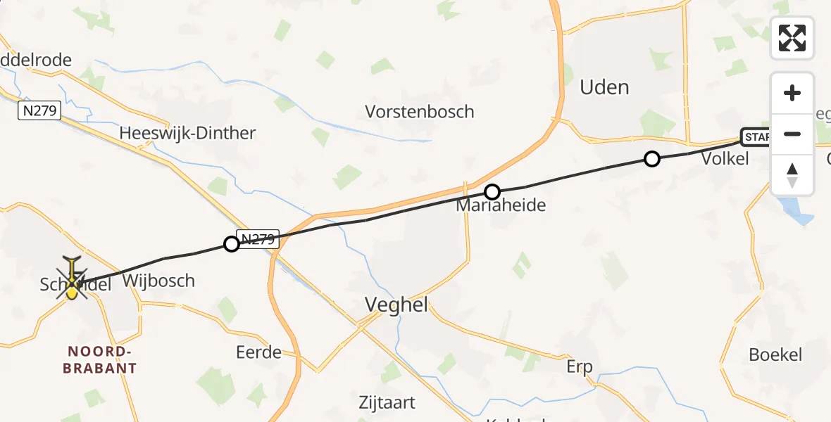 Routekaart van de vlucht: Lifeliner 3 naar Schijndel