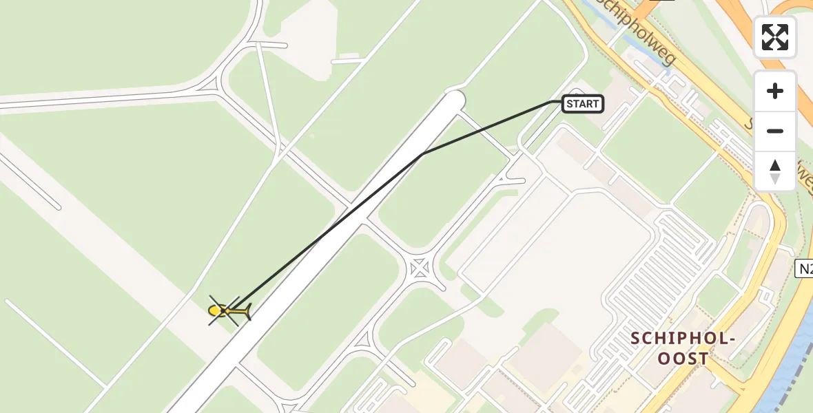 Vluchtroute Politiehelikopter van Schiphol naar Schiphol
