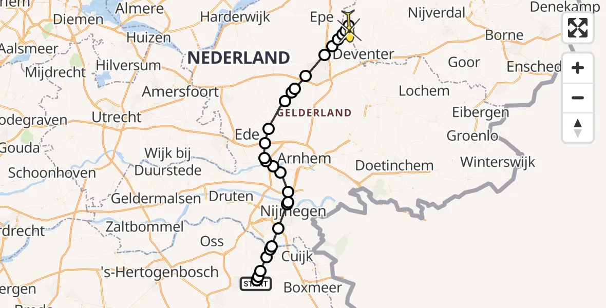 Routekaart van de vlucht: Lifeliner 3 naar Olst