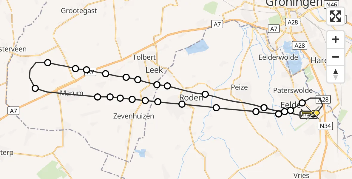 Routekaart van de vlucht: Lifeliner 4 naar Groningen Airport Eelde