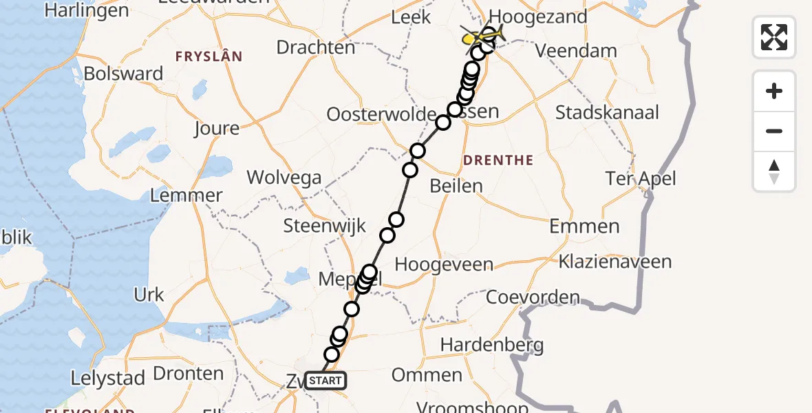 Routekaart van de vlucht: Lifeliner 4 naar Groningen Airport Eelde