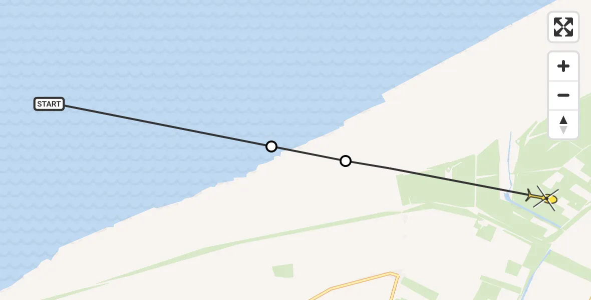 Routekaart van de vlucht: Ambulancehelikopter naar Marrum