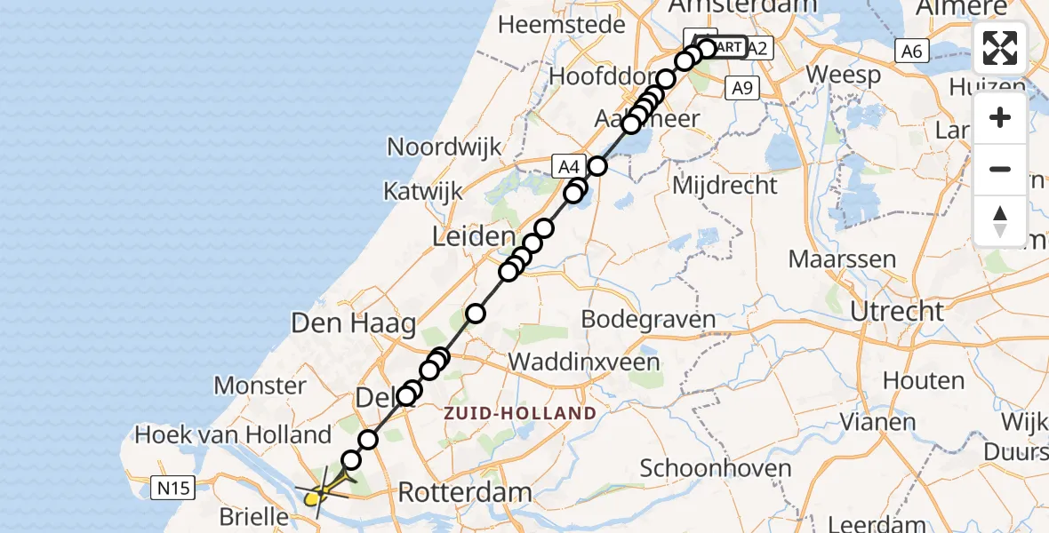 Routekaart van de vlucht: Lifeliner 1 naar Maasland