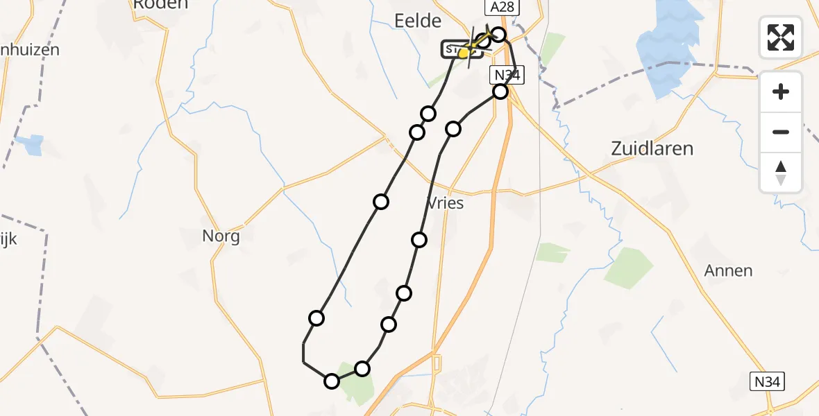 Routekaart van de vlucht: Lifeliner 4 naar Groningen Airport Eelde