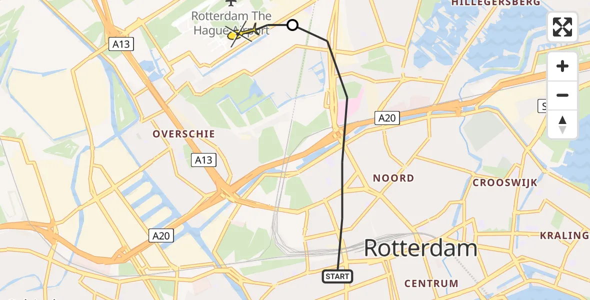 Routekaart van de vlucht: Lifeliner 2 naar Rotterdam The Hague Airport