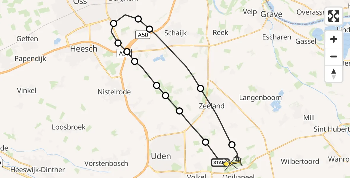 Routekaart van de vlucht: Lifeliner 3 naar Vliegbasis Volkel