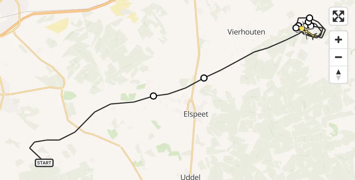 Routekaart van de vlucht: Politieheli naar Emst