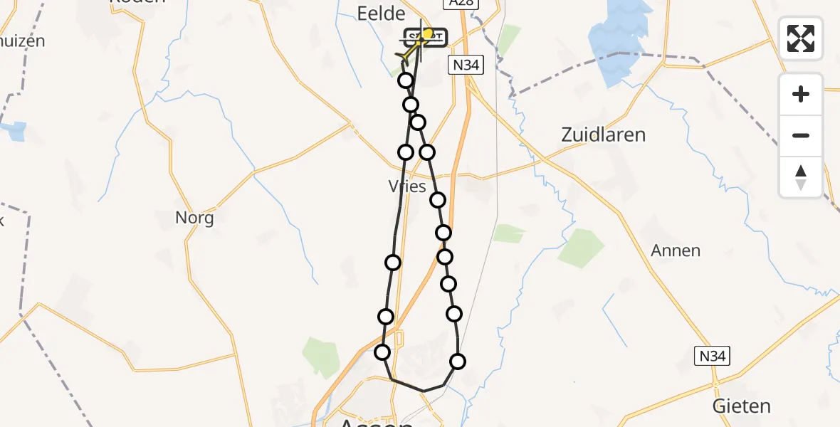 Routekaart van de vlucht: Lifeliner 4 naar Groningen Airport Eelde