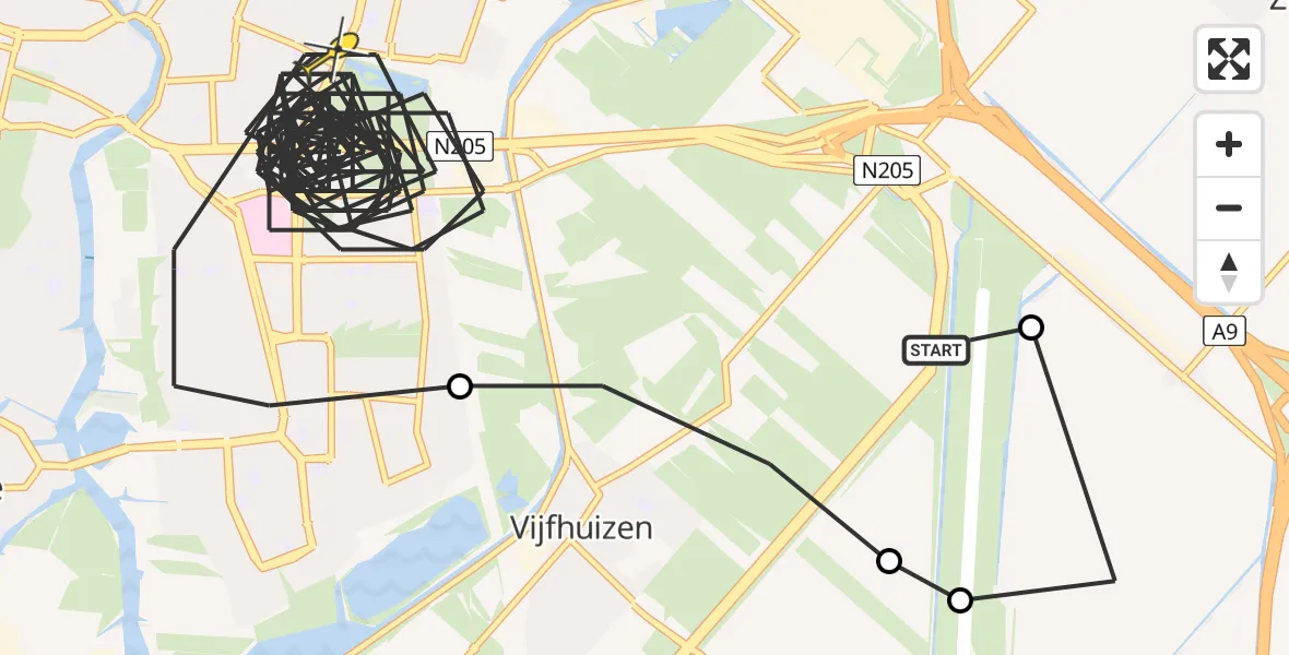 Routekaart van de vlucht: Politieheli naar Haarlem