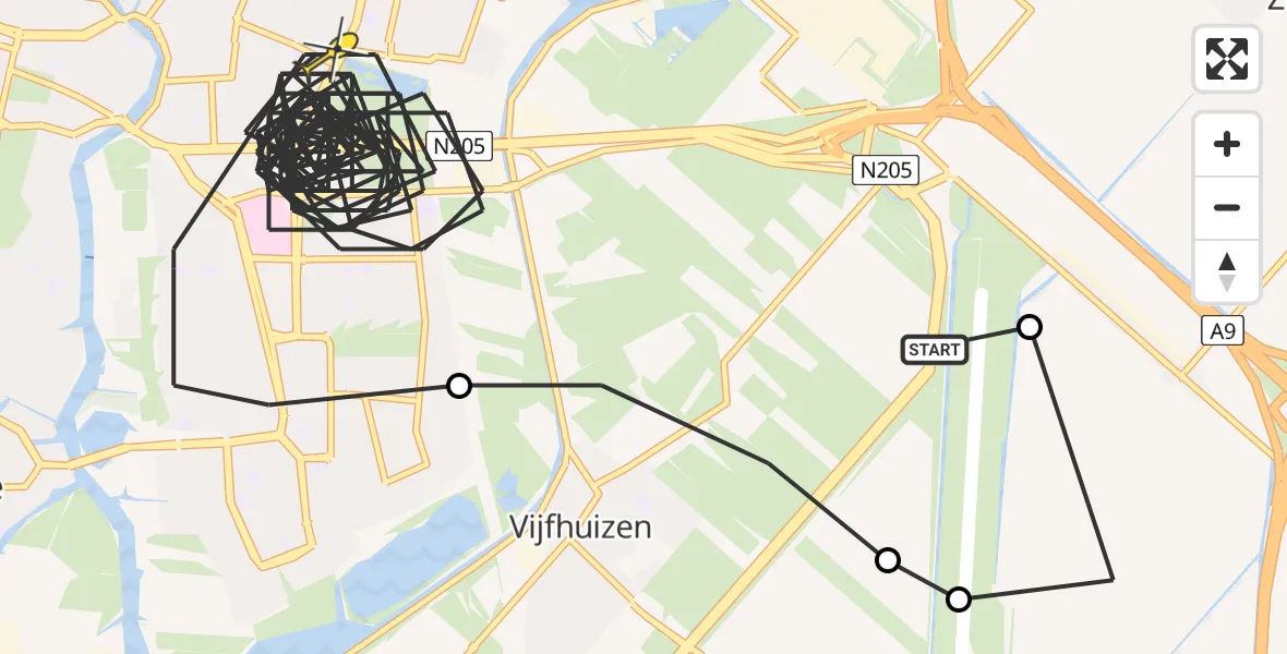 Routekaart van de vlucht: Politiehelikopter naar Haarlem