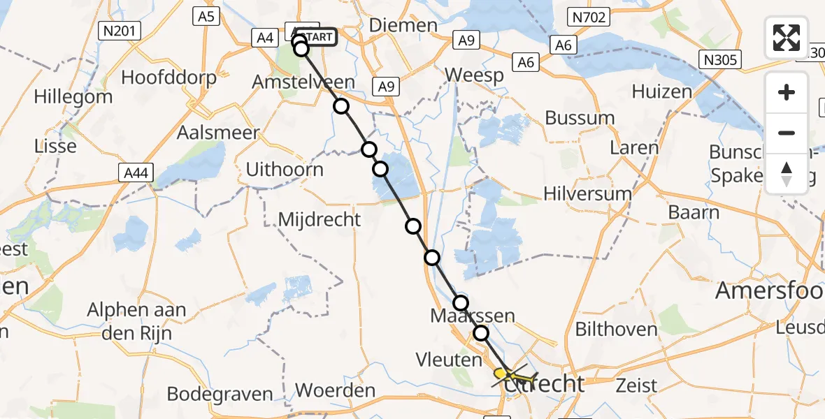 Routekaart van de vlucht: Lifeliner 1 naar Utrecht