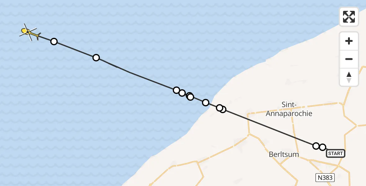 Routekaart van de vlucht: Ambulancehelikopter naar Formerum