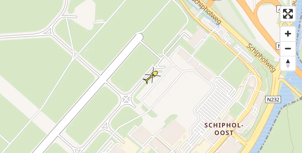 Vluchtroute Politiehelikopter van Schiphol naar Schiphol