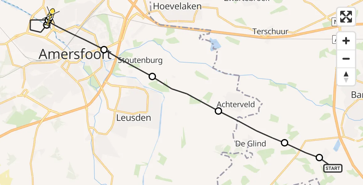 Routekaart van de vlucht: Lifeliner 3 naar Hoogland