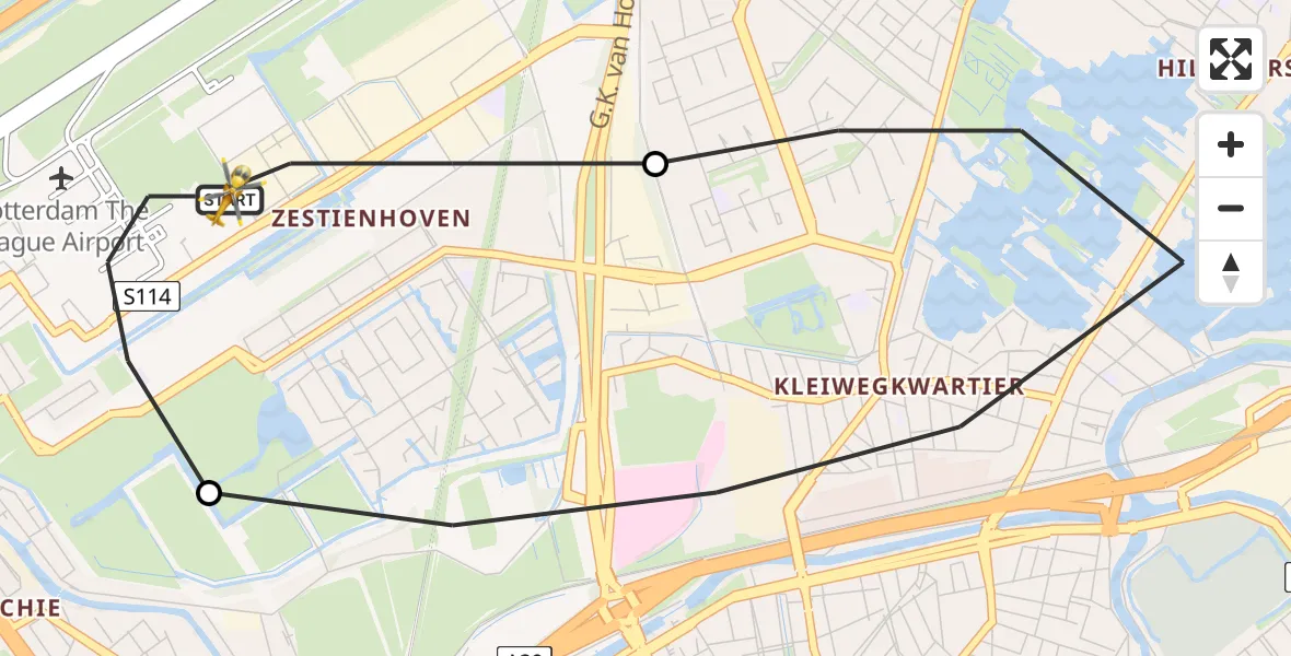 Vluchtroute Traumahelikopter Rotterdam The Hague Airport - Rotterdam The Hague Airport, 22 juni 2023, 10:20