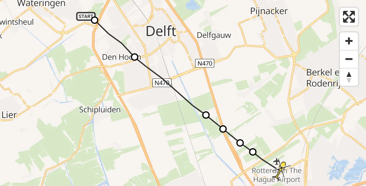 Routekaart van de vlucht: Lifeliner 2 naar Rotterdam The Hague Airport