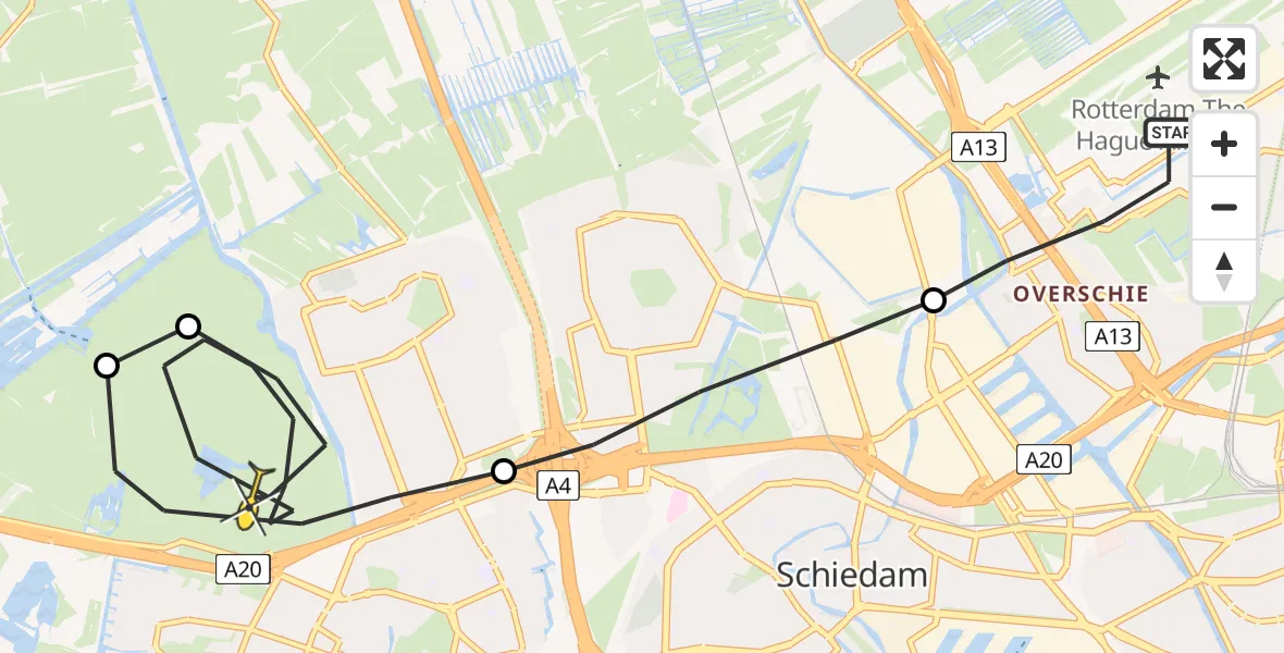 Routekaart van de vlucht: Lifeliner 2 naar Vlaardingen