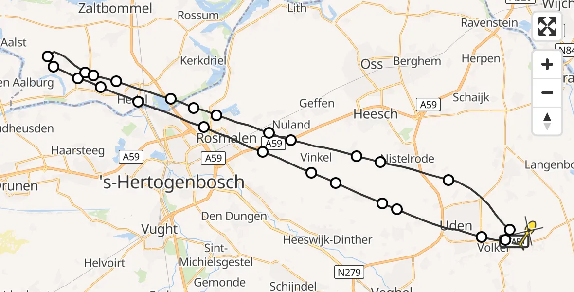 Routekaart van de vlucht: Lifeliner 3 naar Vliegbasis Volkel