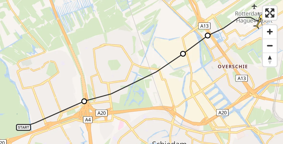 Routekaart van de vlucht: Lifeliner 2 naar Rotterdam The Hague Airport