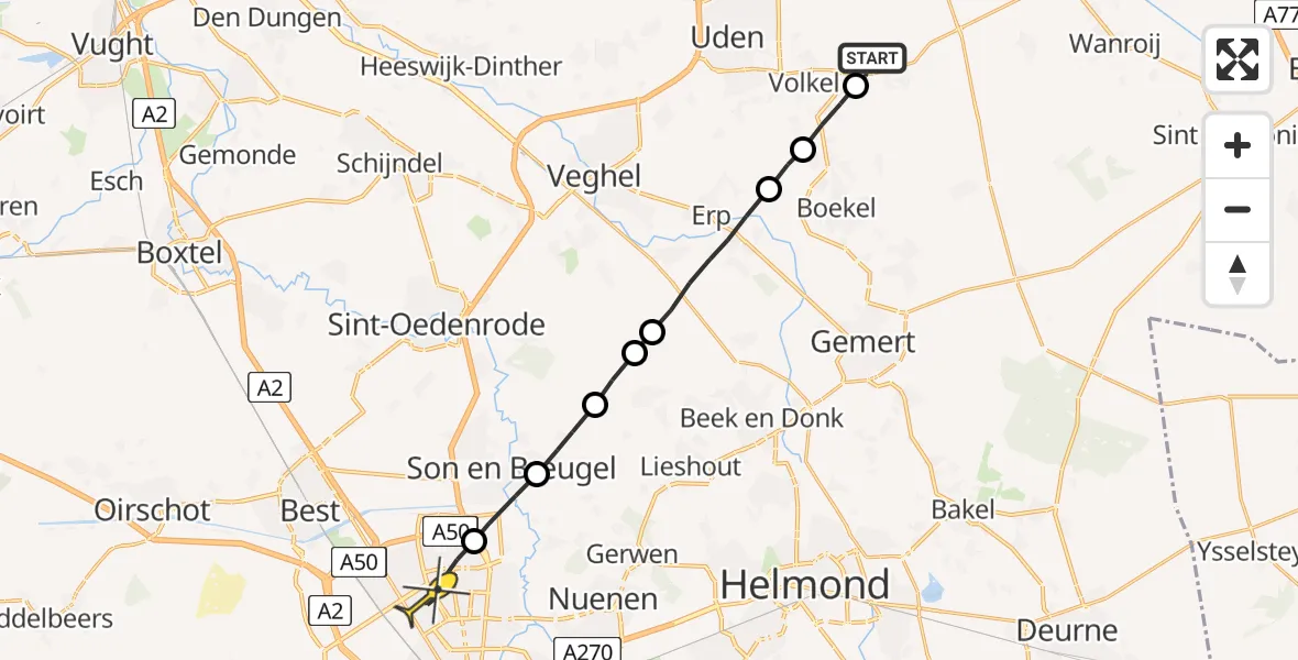 Routekaart van de vlucht: Lifeliner 3 naar Eindhoven