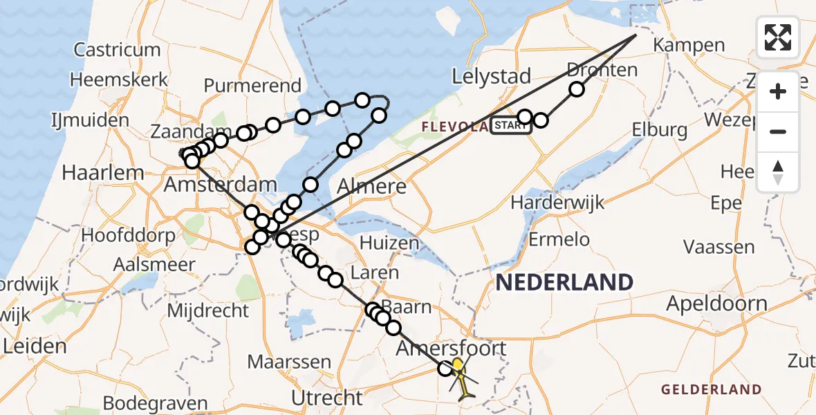 Routekaart van de vlucht: Lifeliner 1 naar Leusden