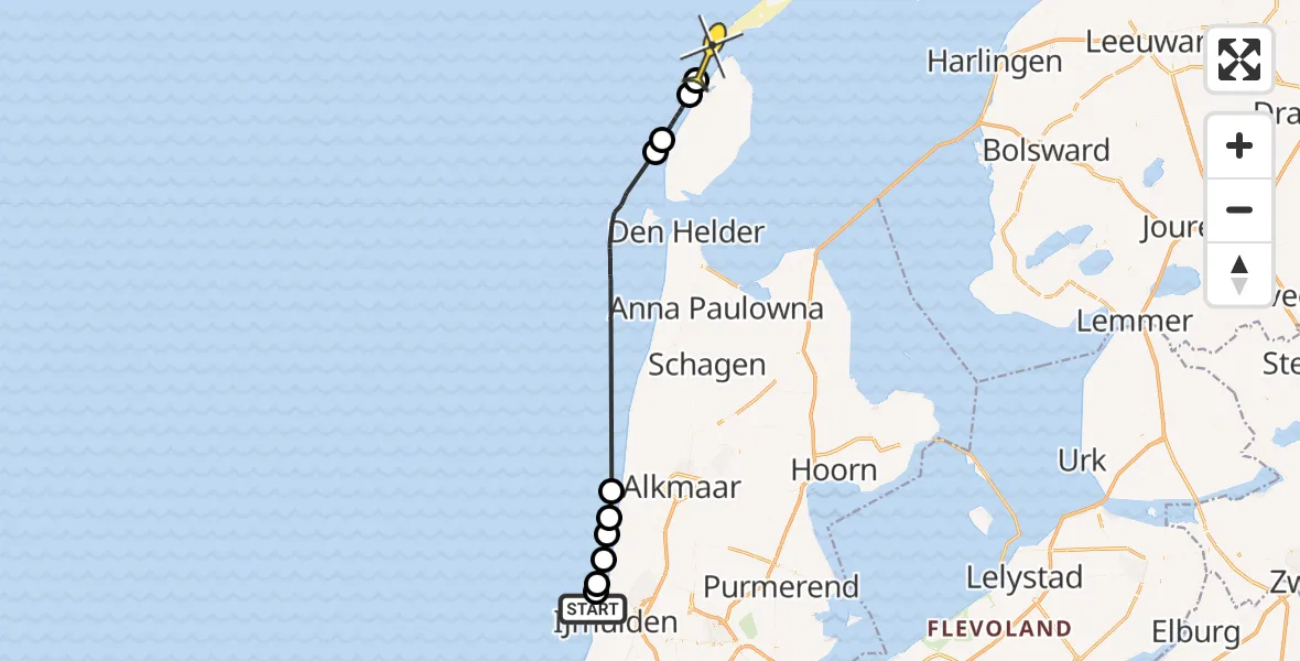 Routekaart van de vlucht: Politieheli naar 