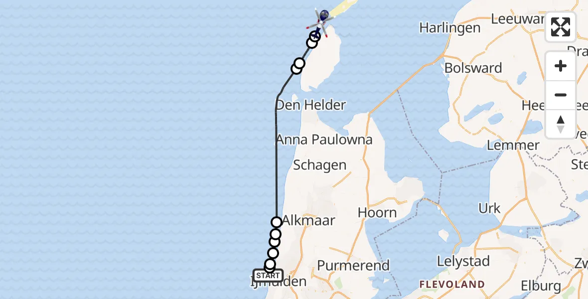 Vluchtroute Politiehelikopter Velsen-Noord - , 22 juni 2023, 14:14