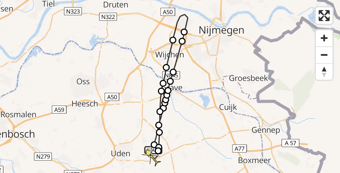 Routekaart van de vlucht: Lifeliner 3 naar Vliegbasis Volkel