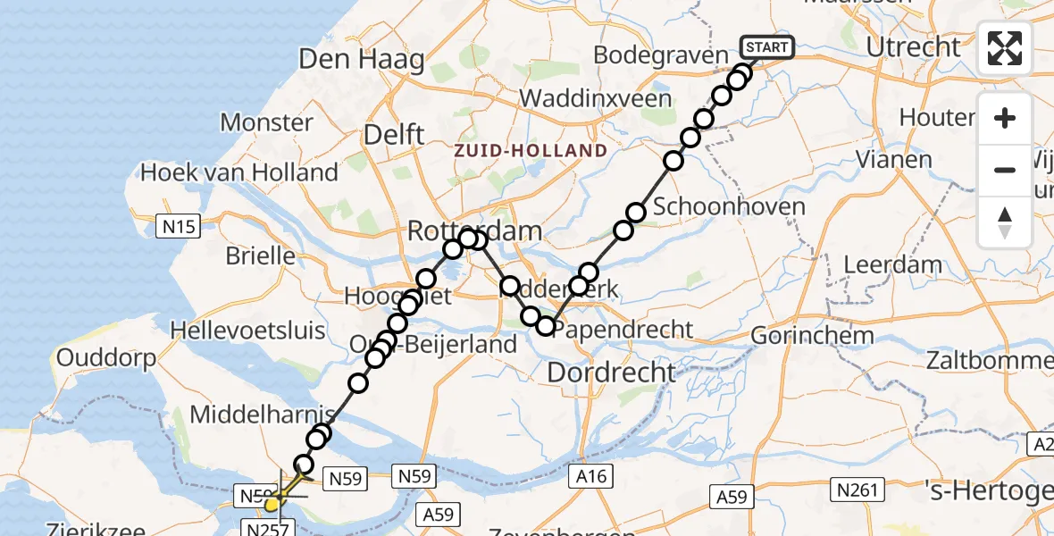 Routekaart van de vlucht: Lifeliner 2 naar Oude-Tonge