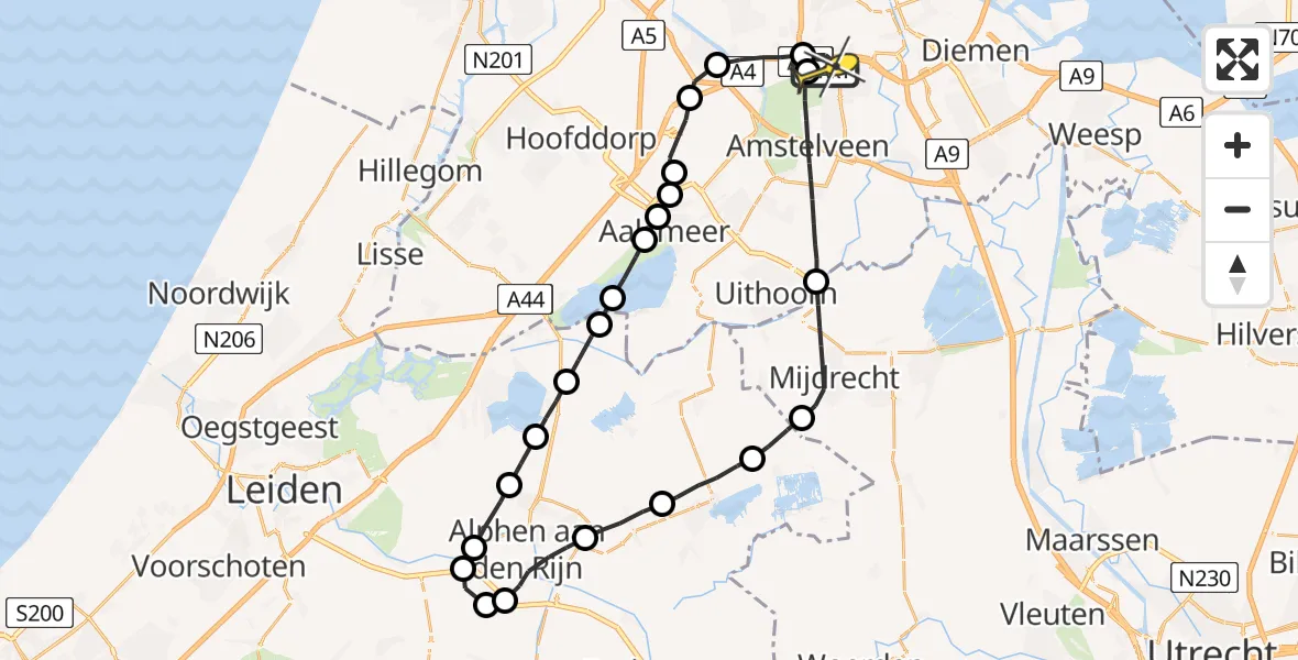 Routekaart van de vlucht: Lifeliner 1 naar VU Medisch Centrum Amsterdam