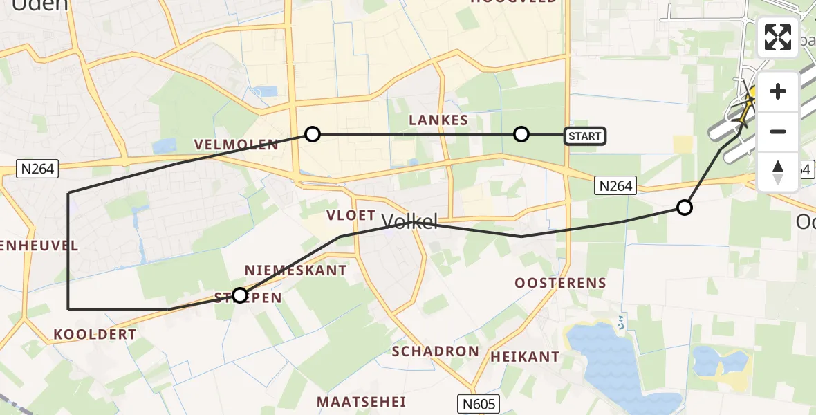 Routekaart van de vlucht: Lifeliner 3 naar Vliegbasis Volkel