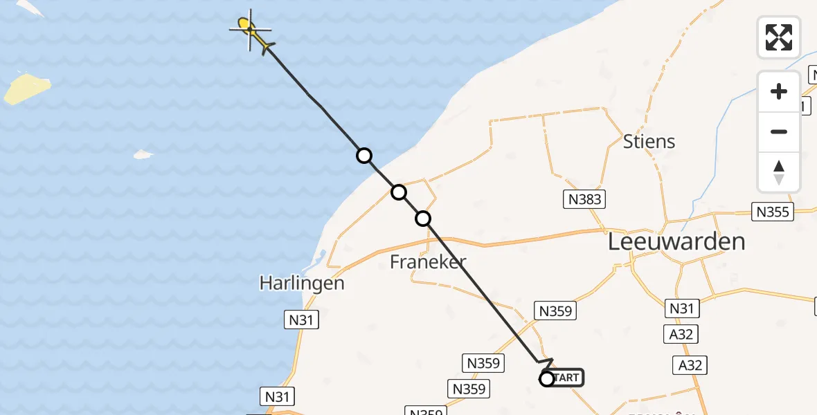 Routekaart van de vlucht: Ambulancehelikopter naar Formerum