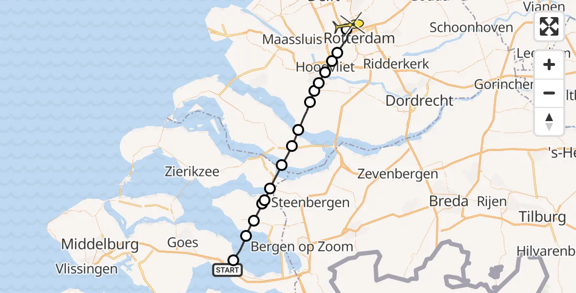 Routekaart van de vlucht: Lifeliner 2 naar Rotterdam The Hague Airport