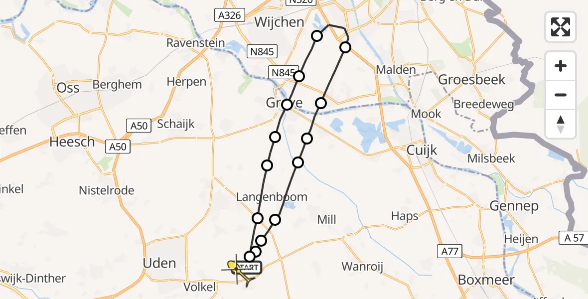 Routekaart van de vlucht: Lifeliner 3 naar Vliegbasis Volkel