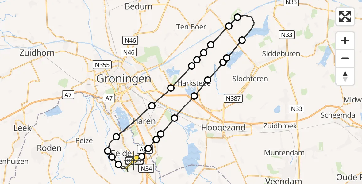 Routekaart van de vlucht: Lifeliner 4 naar Groningen Airport Eelde