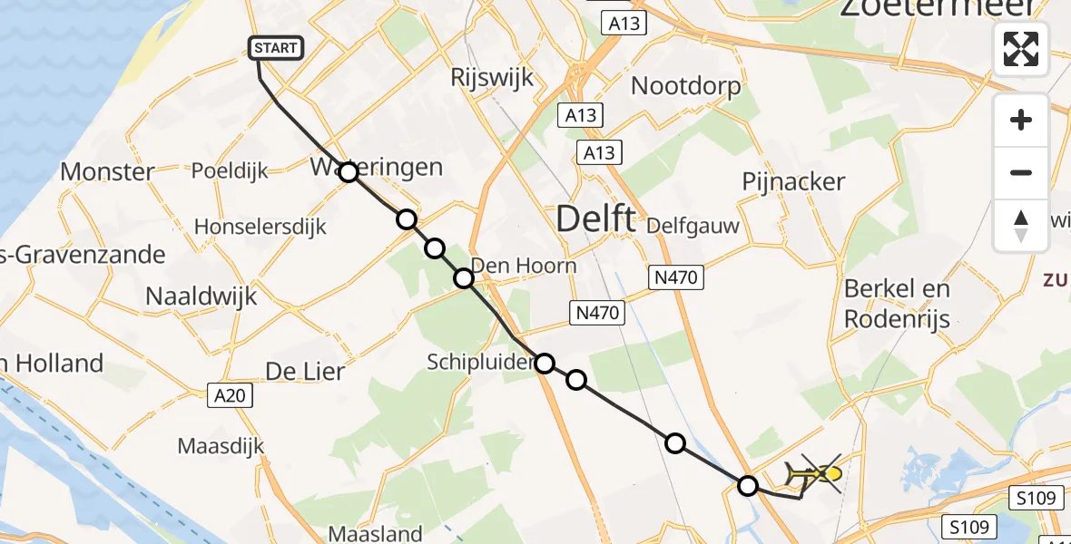 Routekaart van de vlucht: Lifeliner 2 naar Rotterdam The Hague Airport