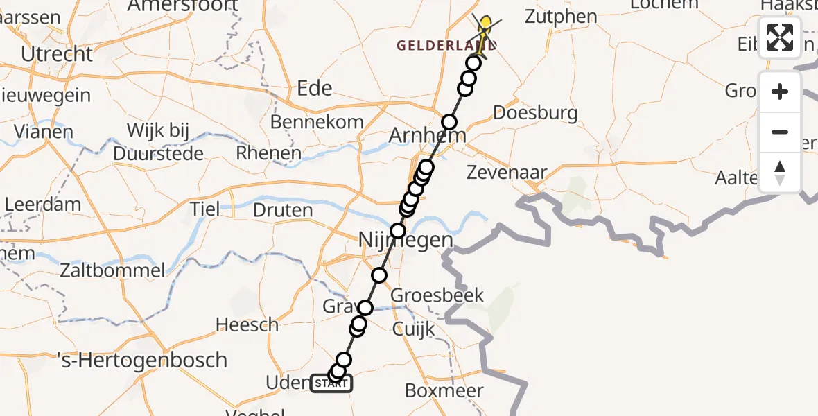 Routekaart van de vlucht: Lifeliner 3 naar Loenen