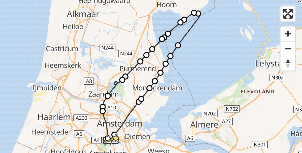 Routekaart van de vlucht: Lifeliner 1 naar VU Medisch Centrum Amsterdam