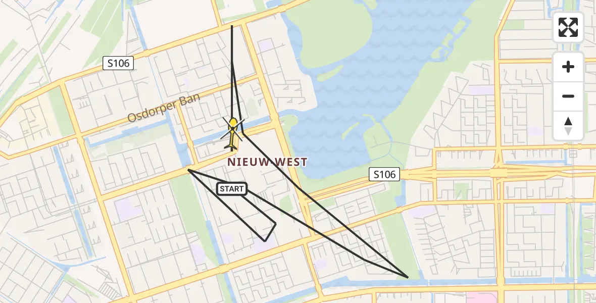 Vluchtroute Politiehelikopter van Amsterdam naar Amsterdam