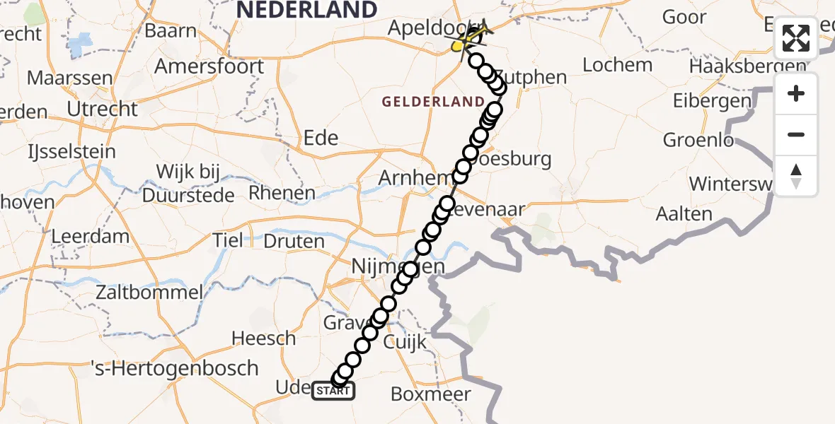 Routekaart van de vlucht: Lifeliner 3 naar Apeldoorn