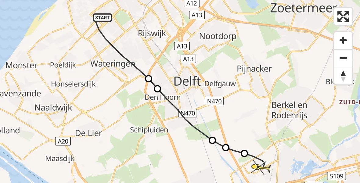 Routekaart van de vlucht: Lifeliner 2 naar Rotterdam The Hague Airport