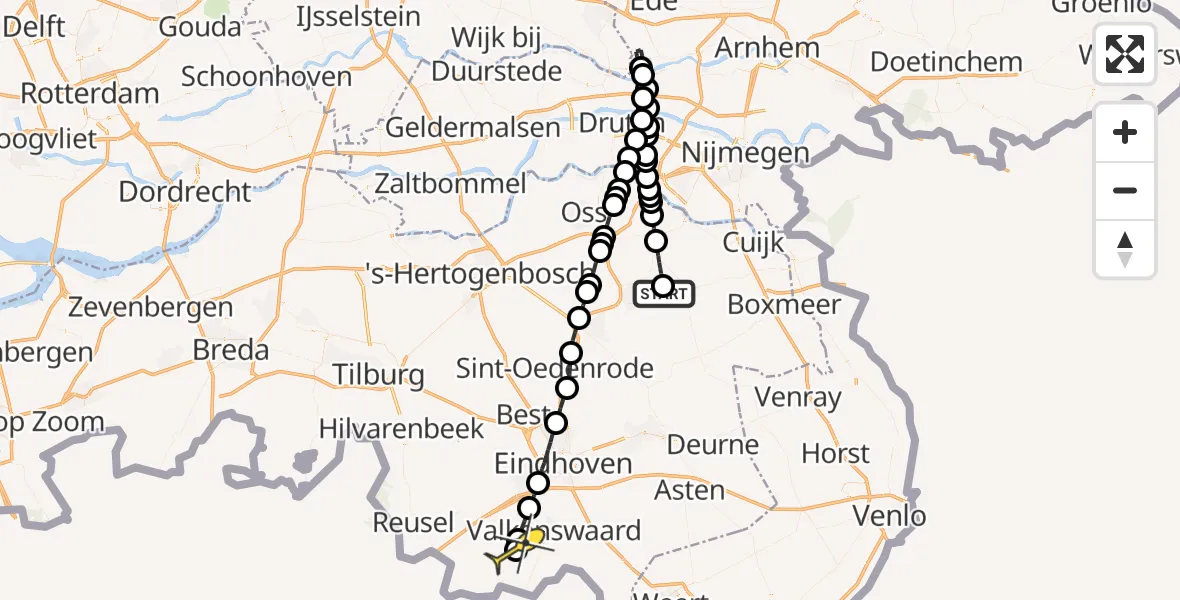 Routekaart van de vlucht: Lifeliner 3 naar Westerhoven