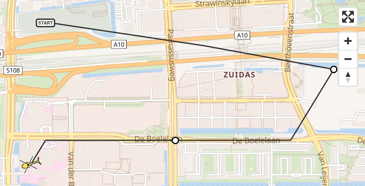 Routekaart van de vlucht: Lifeliner 1 naar VU Medisch Centrum Amsterdam